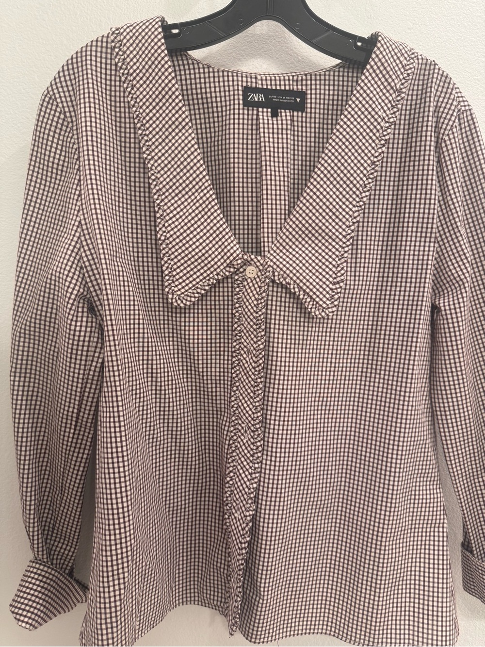ZARA Brown & White Checked Button down shirt